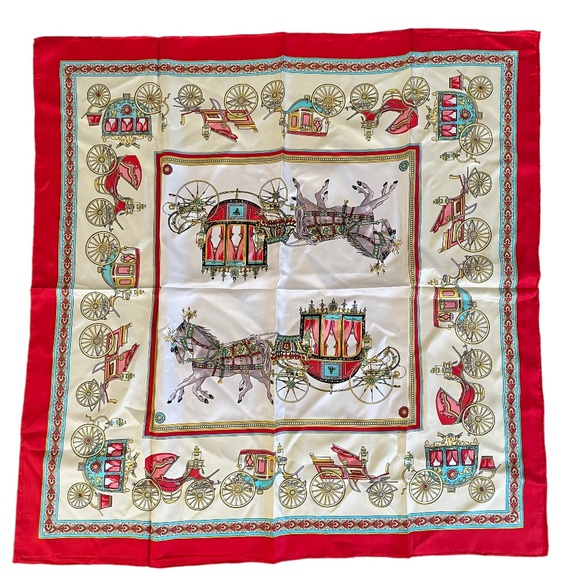 Vintage Hermes Silk Scarf Horse Carriage 1980s